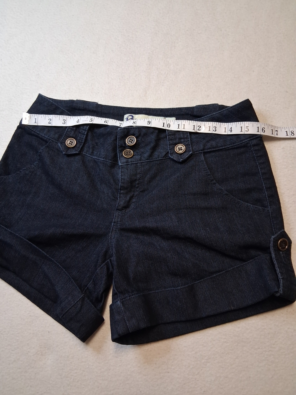 Boom Boom Jeans Navy Rolled Cuff Women's Denim Shorts - Picture 4 of 6